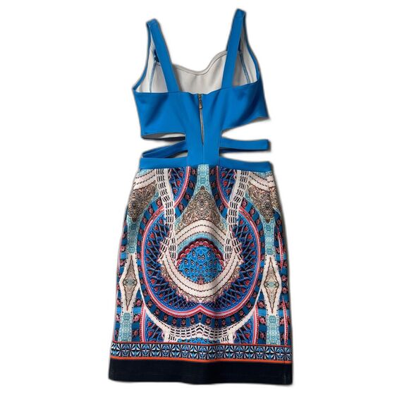 Tribal Cutout Print Dress Womens M Bodycon Stretch Sexy Mini Summer Boho Party - Picture 2 of 6